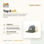 Chicken Trucker Hat — Snapback with Woven Patch — illustrated by Two Little Fruits, made in Denver