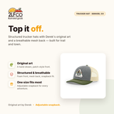 Chicken Trucker Hat — Snapback with Woven Patch — illustrated by Two Little Fruits, made in Denver