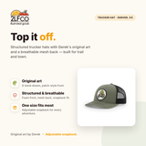 Frog Trucker Hat — Snapback with Woven Patch — illustrated by Two Little Fruits, made in Denver