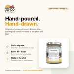Rose & Bergamot Soy Candle — Bulgarian Rose & Chocolate — illustrated by Two Little Fruits, made in Denver