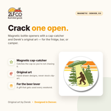 Sasquatch Magnetic Bottle Opener — illustrated by Two Little Fruits, made in Denver