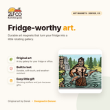 Sasquatch Fridge Magnet — illustrated by Two Little Fruits, made in Denver