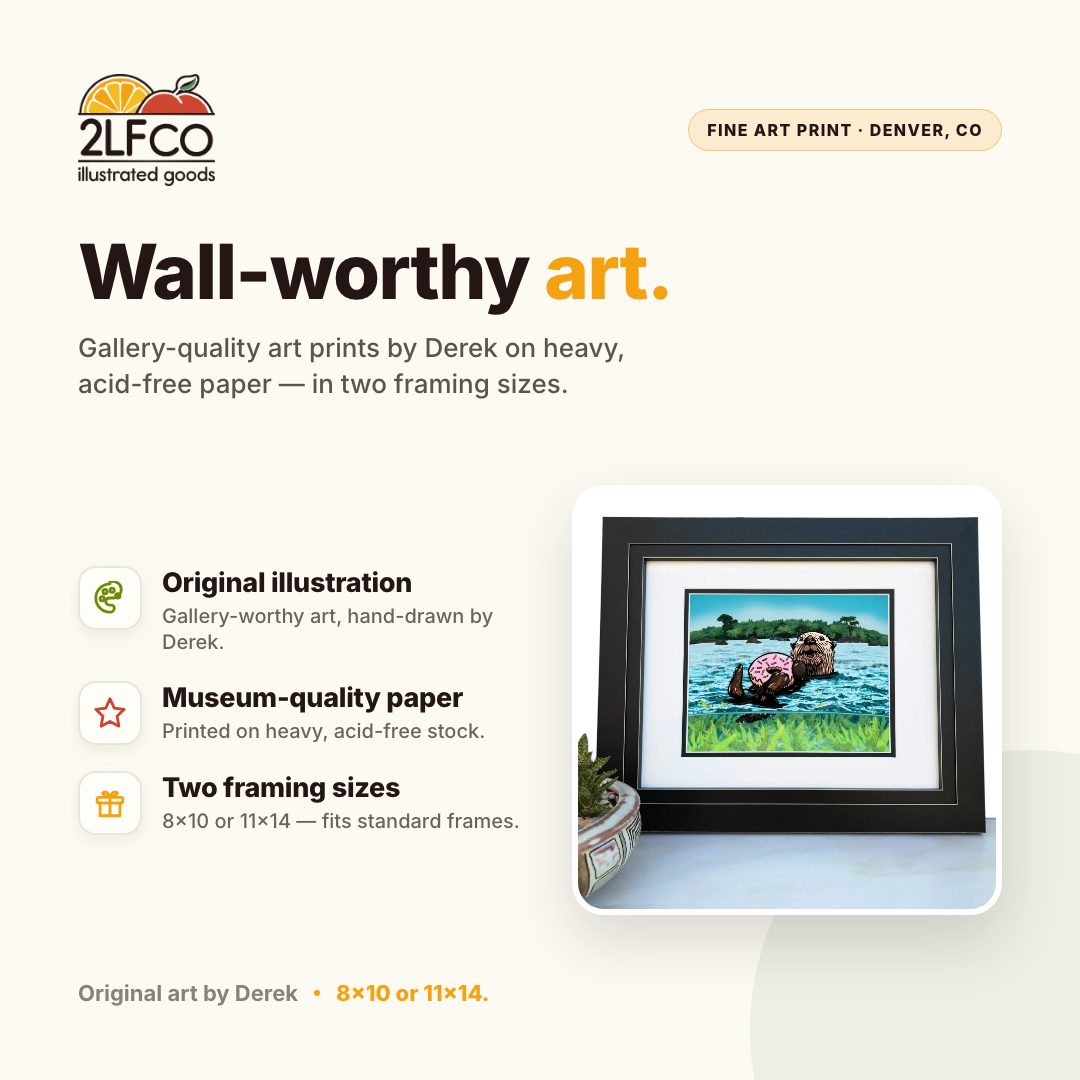 Sea Otter Art Print — illustrated by Two Little Fruits, made in Denver
