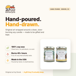 Sleepin' Around & Ranger Things Candle Set — illustrated by Two Little Fruits, made in Denver