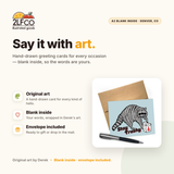 Raccoon Greeting Card — illustrated by Two Little Fruits, made in Denver