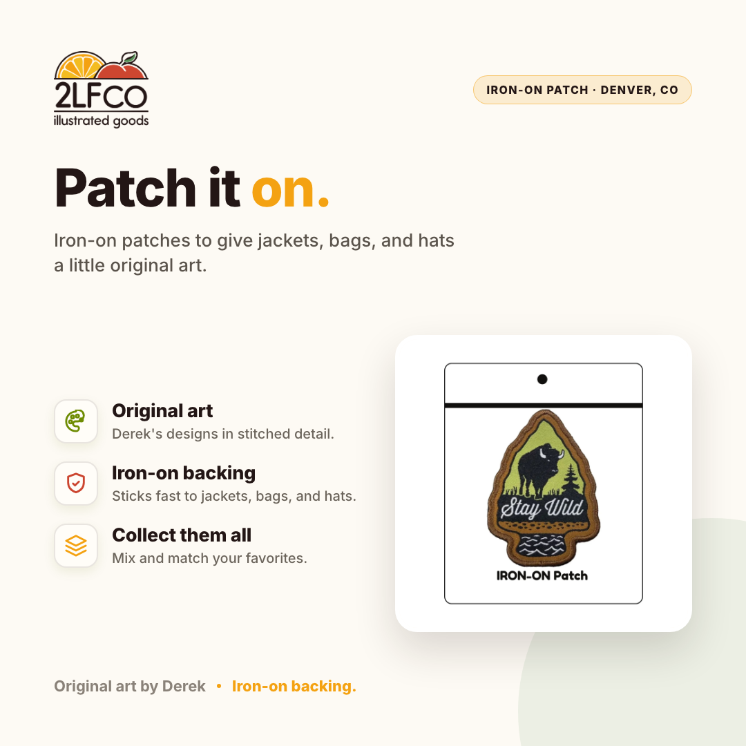 Iron On Patch | Woven Patch — illustrated by Two Little Fruits, made in Denver