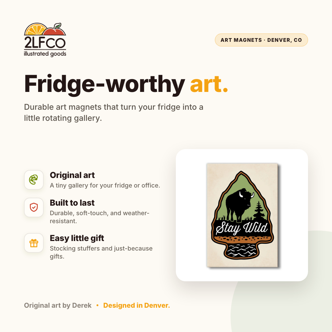 Buffalo Fridge Magnet — illustrated by Two Little Fruits, made in Denver