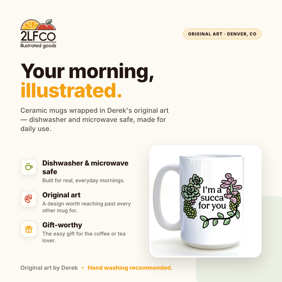 Succulent Mug — illustrated by Two Little Fruits, made in Denver