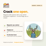 Sweater Buck Magnetic Bottle Opener — illustrated by Two Little Fruits, made in Denver
