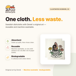 Chicken Swedish Dishcloth — Eco-Friendly Reusable Cleaning Cloth — illustrated by Two Little Fruits, designed in Denver