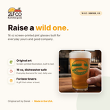 River Trout Beer Pint Glass — illustrated by Two Little Fruits, made in Denver