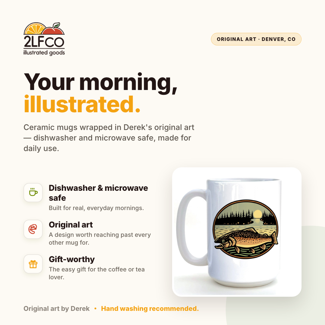 TROUT Mug — illustrated by Two Little Fruits, made in Denver