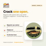 Trout Magnetic Bottle Opener — illustrated by Two Little Fruits, made in Denver