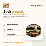 Trout Vinyl Sticker — illustrated by Two Little Fruits, made in Denver