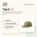 Nature And Shit Lightweight Trucker Hat — Snapback with Woven Patch — illustrated by Two Little Fruits, made in Denver