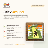 Sasquatch Laptop Vinyl Sticker — illustrated by Two Little Fruits, made in Denver