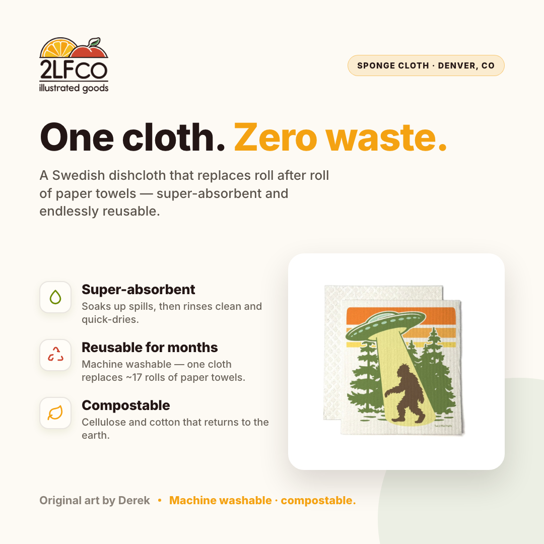 Swedish Dishcloth - Biodegradable Swedish Dishcloth — illustrated by Two Little Fruits, made in Denver