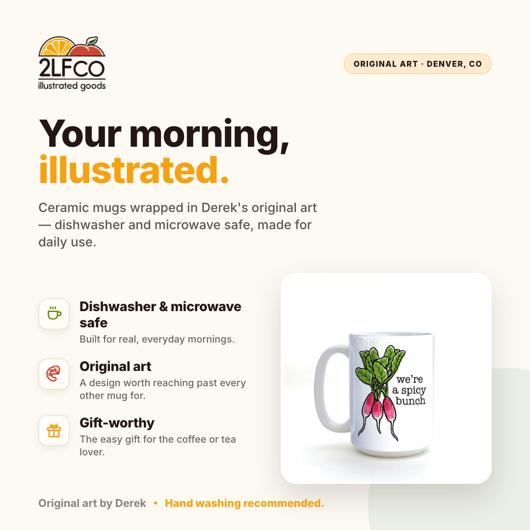 Spicy Bunch Mug — illustrated by Two Little Fruits, made in Denver