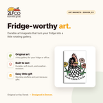 Gifts For Kitchen: Charming 2" x 3" Chicken Fridge Magnet — illustrated by Two Little Fruits, made in Denver