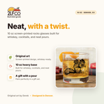 Hobo Squirrel Rocks Glass — 10oz Whiskey Glass — illustrated by Two Little Fruits, made in Denver