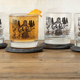 Sasquatch Whiskey Tumbler - 10 Oz Black Glass With Original Two Little Fruits Design - Rocks Glass - Two Little Fruits - Two Little Fruits