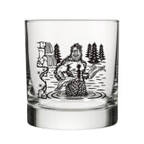 Sasquatch Whiskey Tumbler - 10 Oz Black Glass With Original Two Little Fruits Design - Rocks Glass - Two Little Fruits - Two Little Fruits