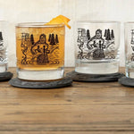 Sasquatch Whiskey Tumbler - 10 Oz Black Glass With Original Two Little Fruits Design - Rocks Glass - Two Little Fruits - Two Little Fruits