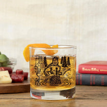 Sasquatch illustrated rocks glass by Two Little Fruits