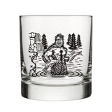 Sasquatch Whiskey Tumbler - 10 Oz Black Glass With Original Two Little Fruits Design - Rocks Glass - Two Little Fruits - Two Little Fruits