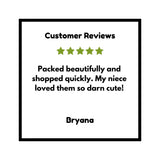 Customer review highlighting the Sleepin Around Camp Trailer Acrylic Pin, an adorable addition to unique camping apparel.