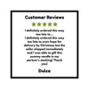 Another positive customer review for the Sleepin Around Camp Trailer Acrylic Pin, a charming piece for unique camping apparel.