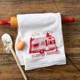 Sleepin' Around Camping Tea Towel - 100Cotton, Eco - Friendly Design with Vintage Trailer - Tea Towels - Two Little Fruits - Two Little Fruits
