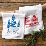Sleepin' Around Cotton Tea Towel Set - Vintage Camper Trailer & Bear Designs, Eco - Friendly Fun - Tea Towels - Two Little Fruits - Two Little Fruits