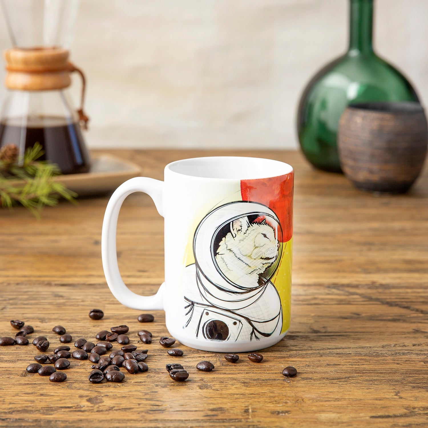 Space Cat Coffee Mug – 15 Oz Ceramic Cup - Mug - Two Little Fruits - Two Little Fruits
