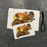 Squirrel illustrated zipper pouch by Two Little Fruits