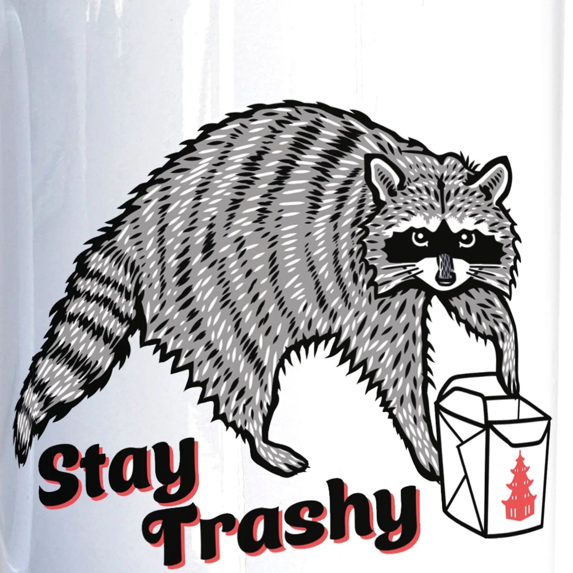 stay trashy raccoon 15 oz illustrated ceramic mug 15 oz by Two Little Fruits