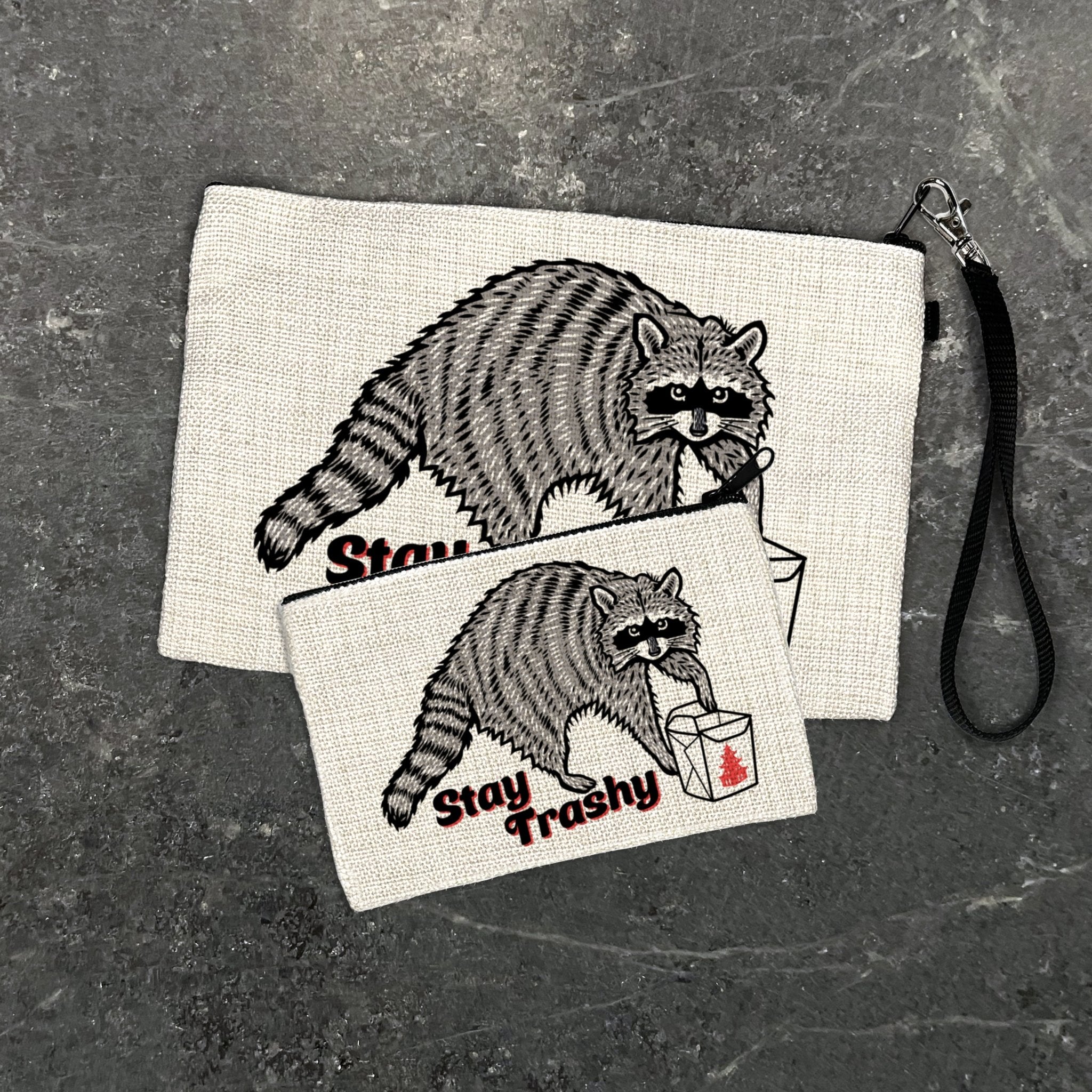 Stay Trashy Raccoon Zipper Pouch - Cute & Versatile Travel Organizer in 2 Sizes - Zipper Pouches - Two Little Fruits - Two Little Fruits