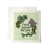 I'm a Succa For You succulent illustrated Swedish dishcloth by Two Little Fruits