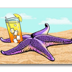 Tipsy Star Fish Unique Decorative illustrated fridge magnet by Two Little Fruits