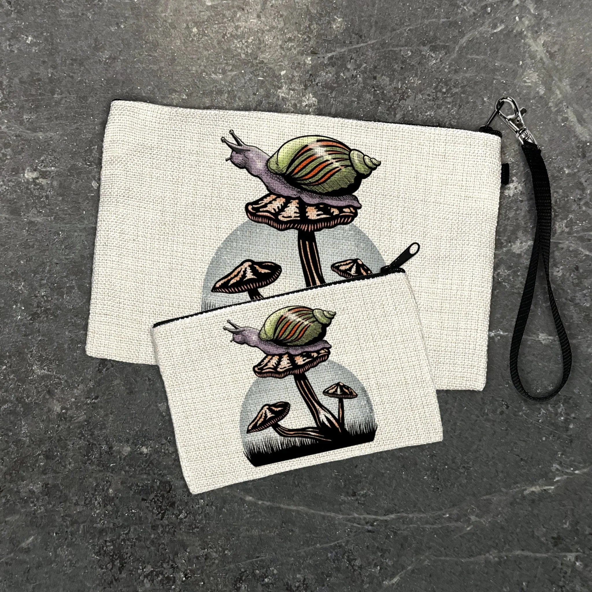 Mushroom Cosmetic Bag with Zipper - Cute & Versatile illustrated zipper pouch by Two Little Fruits