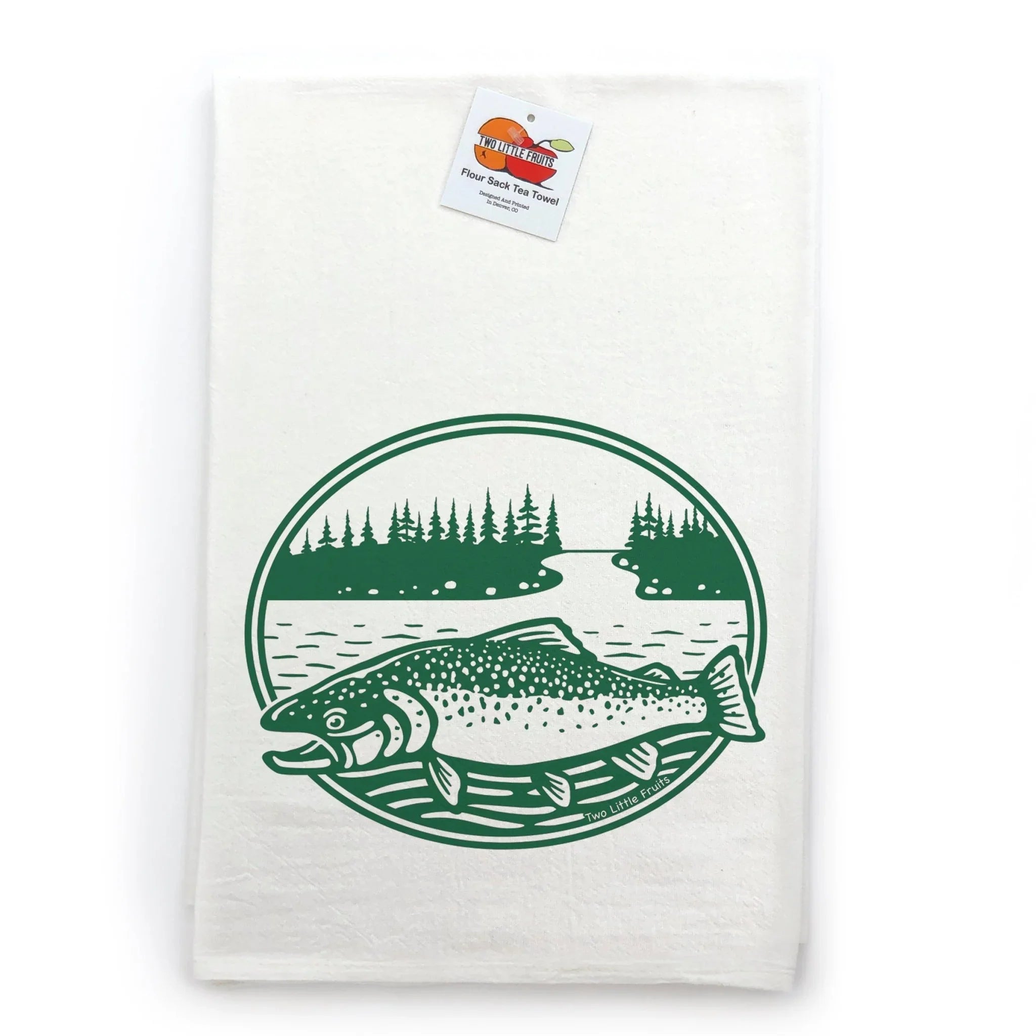 TROUT illustrated tea towel by Two Little Fruits