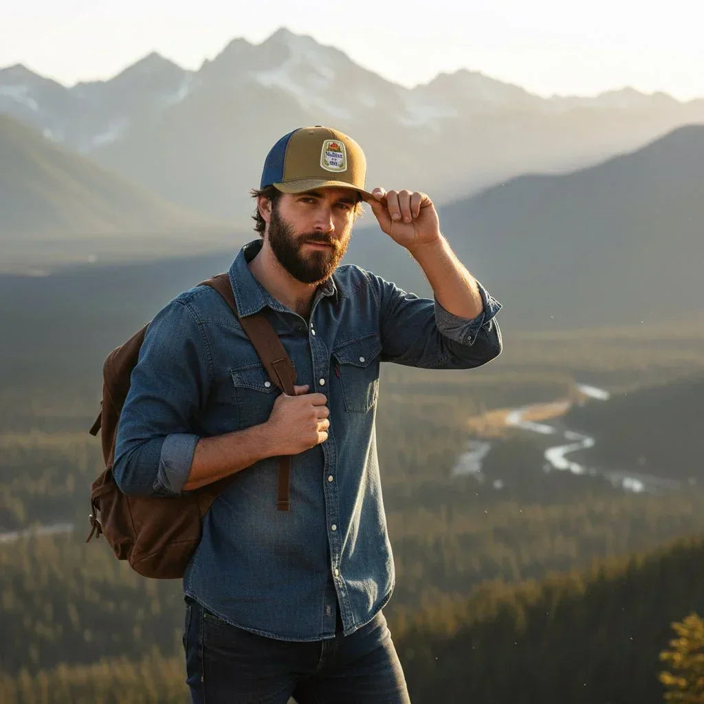 Trucker Hat – Lightweight 6 - Panel Mid Profile Cap With Original Woven Patch - Trucker Hats - Two Little Fruits - Two Little Fruits
