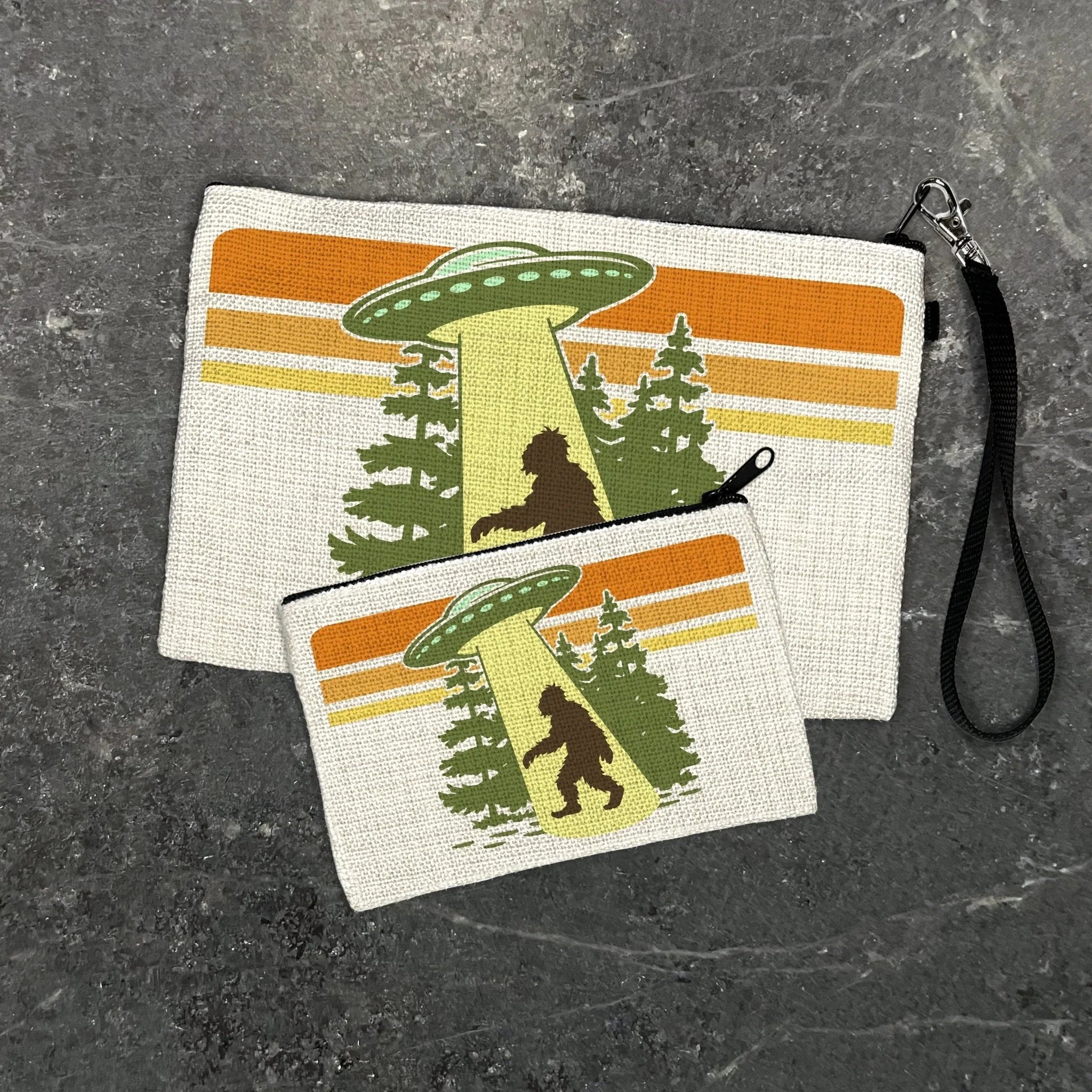 UFO Sasquatch illustrated zipper pouch by Two Little Fruits