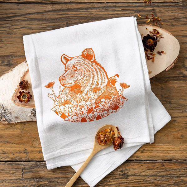 Unique Animal Towels: Bison & Grizzly Bear Kitchen Towel Set – 100% Cotton, Eco - Friendly Designs - Tea Towels - Two Little Fruits - Two Little Fruits