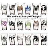 Beer Glass Set illustrated pint glass by Two Little Fruits