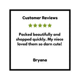 Customer review highlighting the Sleepin Around Camp Trailer Acrylic Pin, an adorable addition to unique camping apparel.