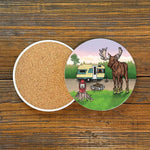 Moose ceramic coaster, detail
