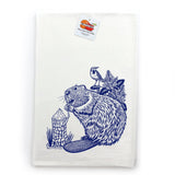Unique Cotton Tea Towels Set - 2 Fun Towels Featuring Hobo Squirrel & Blue Beaver Designs - Tea Towels - Two Little Fruits - Two Little Fruits