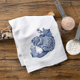 Unique Cotton Tea Towels Set - 2 Fun Towels Featuring Hobo Squirrel & Blue Beaver Designs - Tea Towels - Two Little Fruits - Two Little Fruits