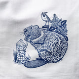 Unique Cotton Tea Towels Set - 2 Fun Towels Featuring Hobo Squirrel & Blue Beaver Designs - Tea Towels - Two Little Fruits - Two Little Fruits